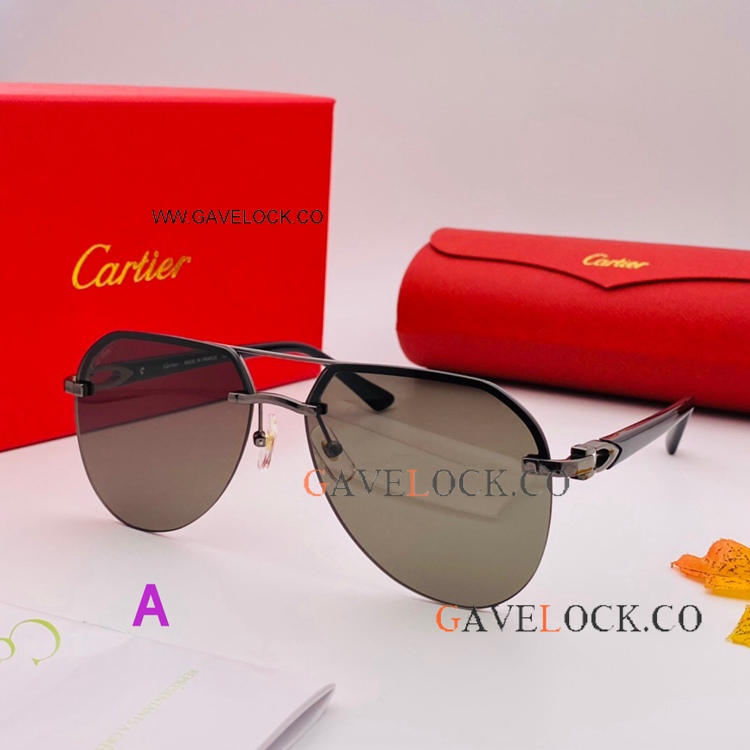 2021 AAA Copy Cartier Sunglasses CT0275S Purple Stealth mirror lenses Dark Gray